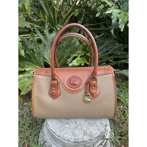 Dooney & Bourke Handbags - Vintage Dooney & Bourke AWL Satchel Doctor Bag Brown Leather British Tan W STRAP